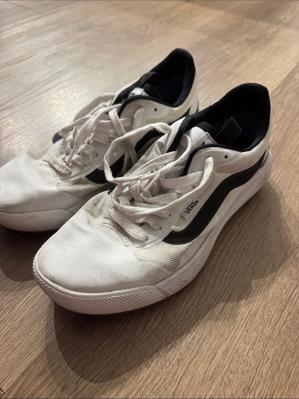 Vans White and Black Old Skool Low-Top Sneakers